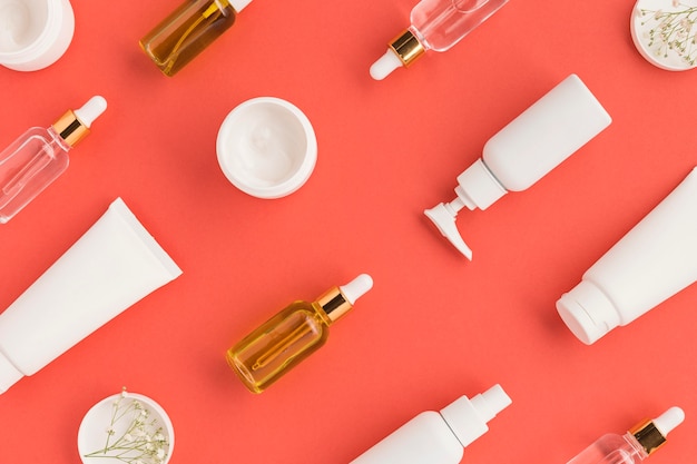 Vue de dessus du concept de cosmétiques naturels