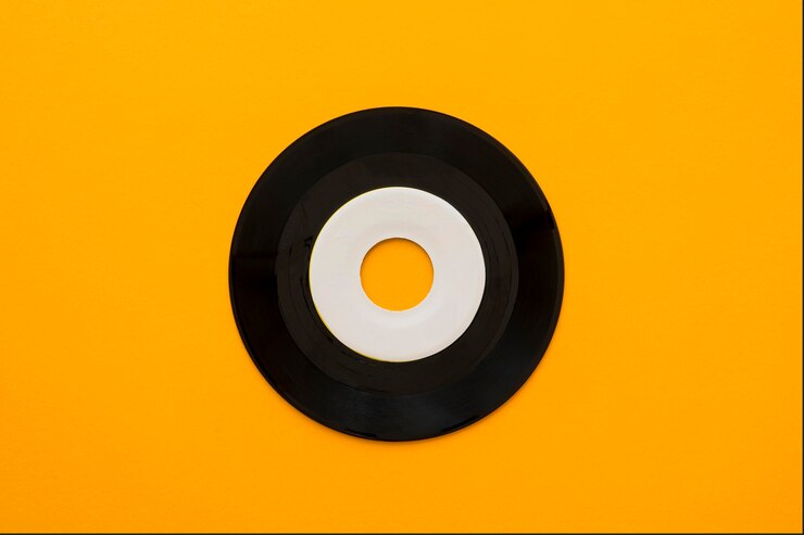 Photo gratuit vue de dessus du concept de musique avec vinyle