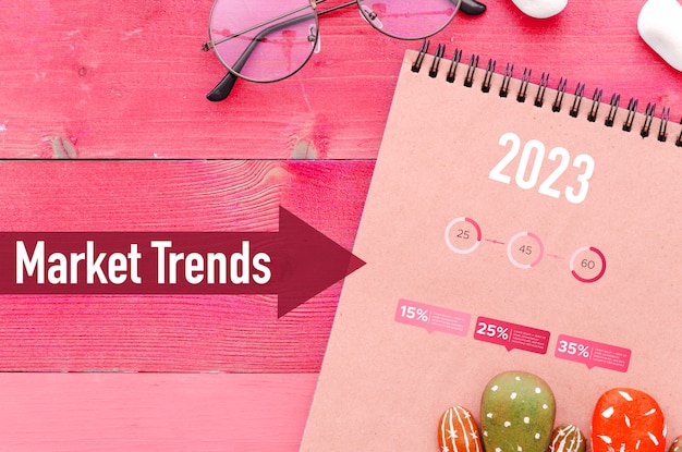 Vue de dessus du concept des tendances du marché