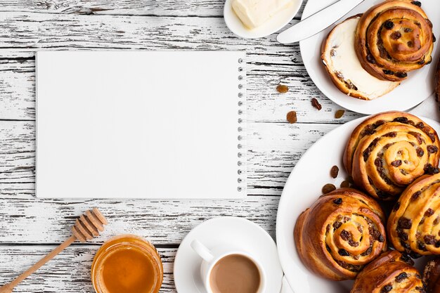 Vue de dessus du délicieux concept de pâtisserie