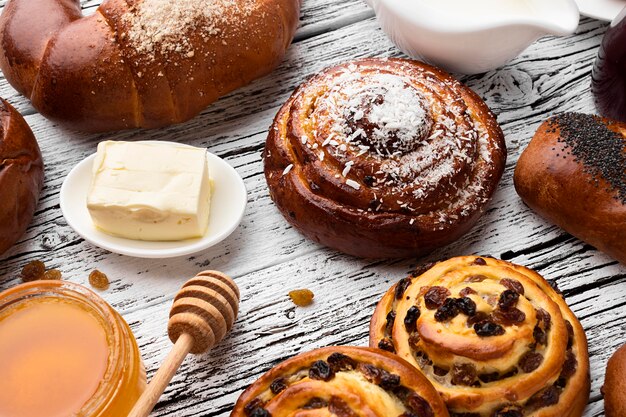 Vue de dessus du délicieux concept de pâtisserie