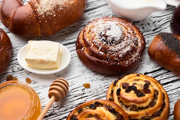 Vue de dessus du délicieux concept de pâtisserie