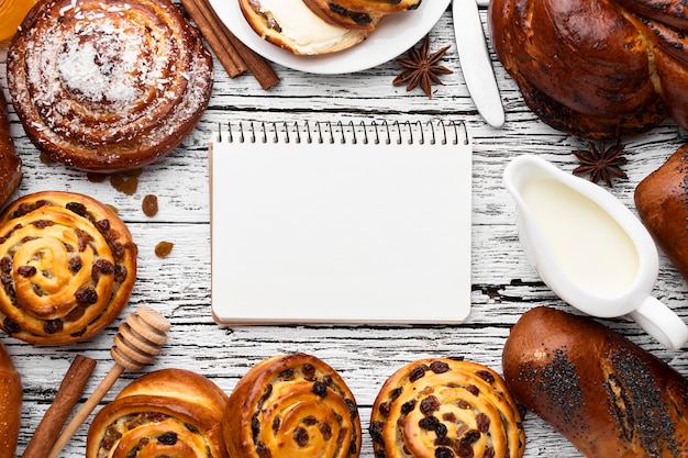 Vue de dessus du délicieux concept de pâtisserie