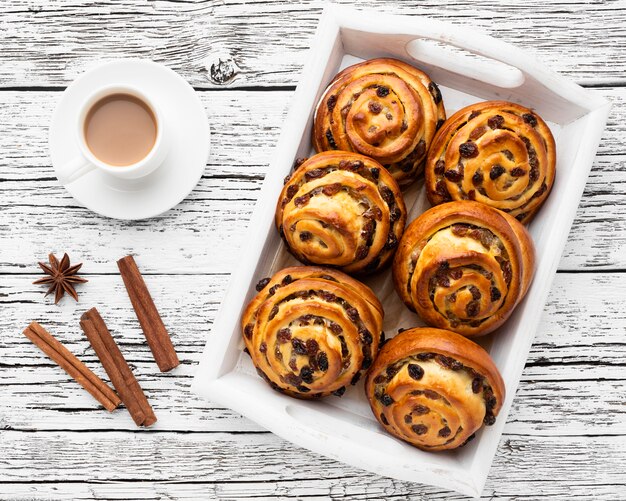 Vue de dessus du délicieux concept de pâtisserie