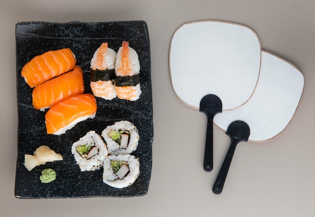 Vue de dessus du délicieux concept de sushi