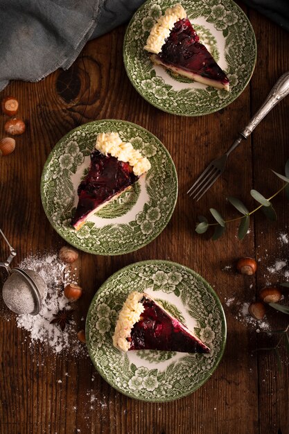 Vue de dessus du délicieux gâteau traditionnel