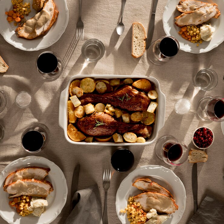 Photo gratuit vue de dessus du délicieux repas de thanksgiving
