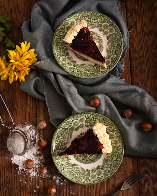 Vue de dessus du gâteau traditionnel fait maison