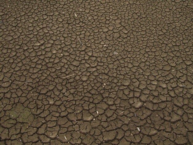 Vue de dessus du sol sec et craquelé. Concept de réchauffement climatique, de changement climatique et d'El nino