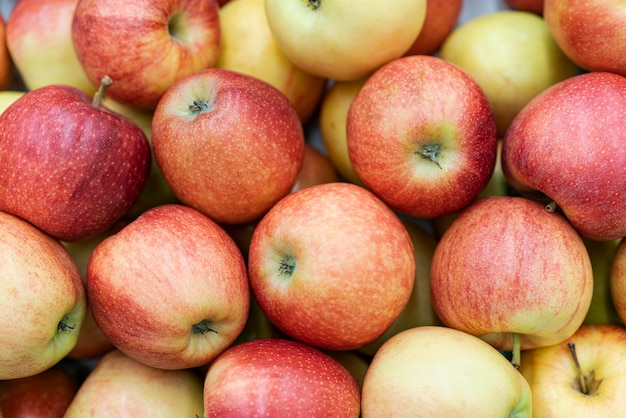 Vue de dessus du tas de pommes