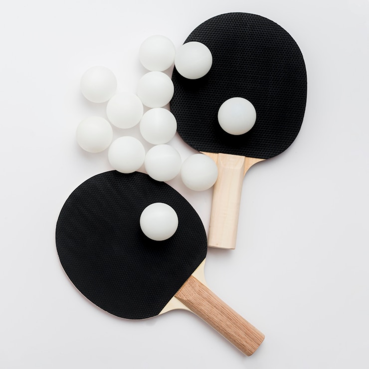 Photo gratuit vue de dessus de l'ensemble de ping-pong