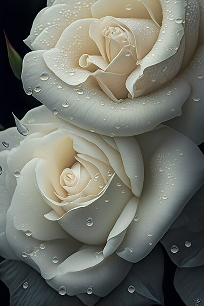 Vue de dessus fond de roses blanches