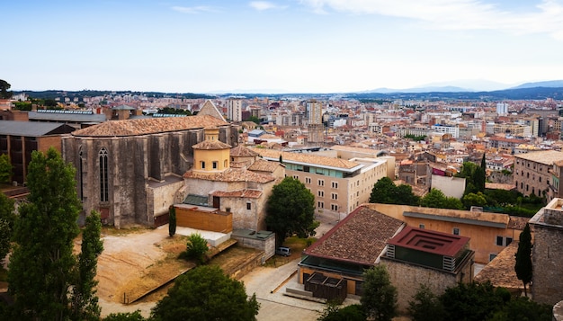 Vue de dessus de Gérone médiévale