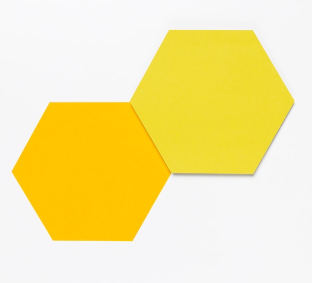 Vue de dessus hexagone de papier coloré