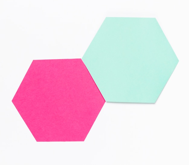 Vue de dessus hexagone de papier coloré