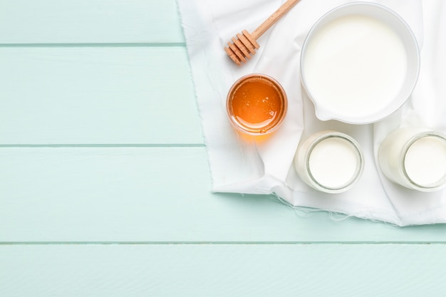 Vue de dessus des ingrédients sains du petit déjeuner