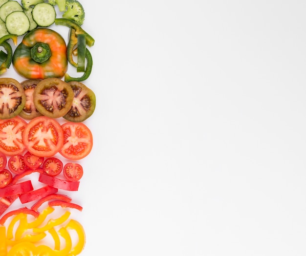 Vue de dessus des légumes biologiques avec espace copie