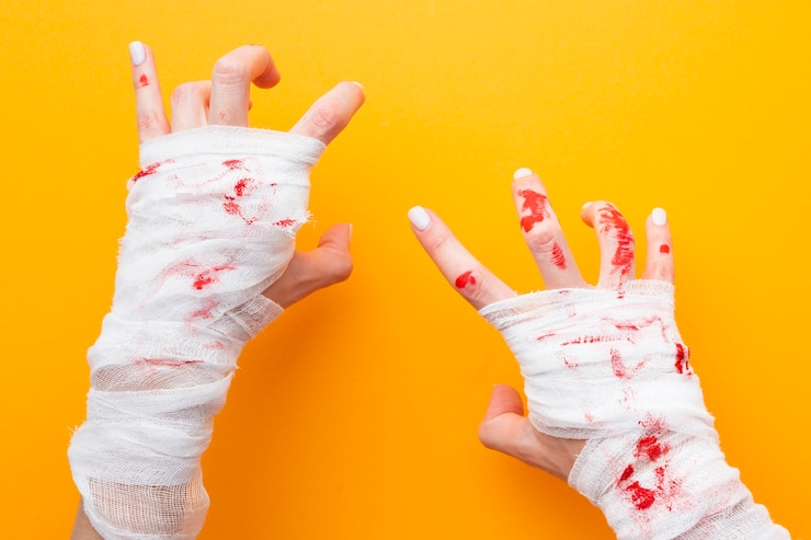 Photo gratuit vue de dessus mains effrayantes d'halloween