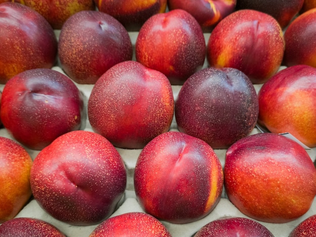 Vue de dessus des nectarines sur une surface blanche