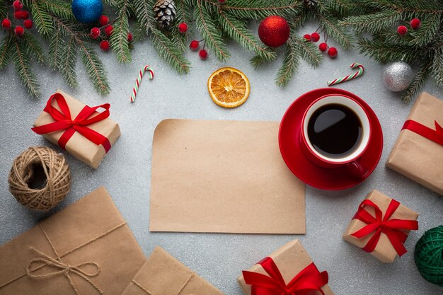 Vue de dessus noël décoration de fête