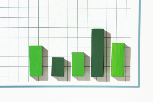 Photo gratuite vue de dessus de la présentation des statistiques avec graphique