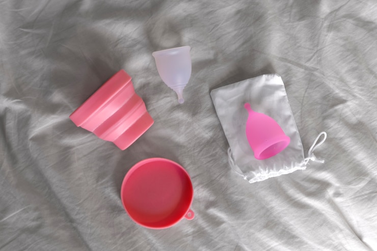 Photo gratuit vue de dessus des produits menstruels réutilisables