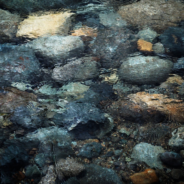 Vue de dessus des roches dans l'eau