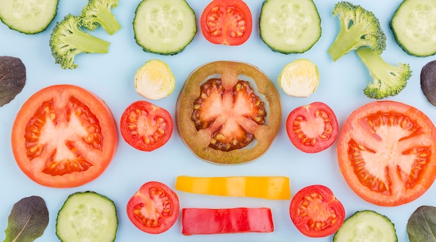 Vue de dessus sélection biologique de légumes