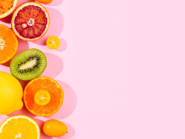 Photo gratuit vue de dessus sélection de fruits exotiques avec espace copie