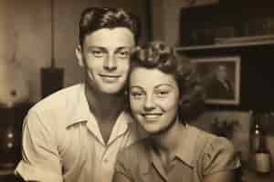 Photo gratuite vue de devant beau couple posant portrait vintage