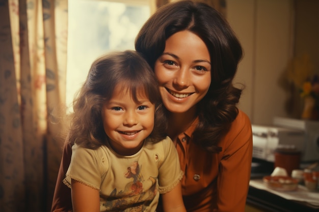 Photo gratuite vue de devant belle famille posant portrait vintage