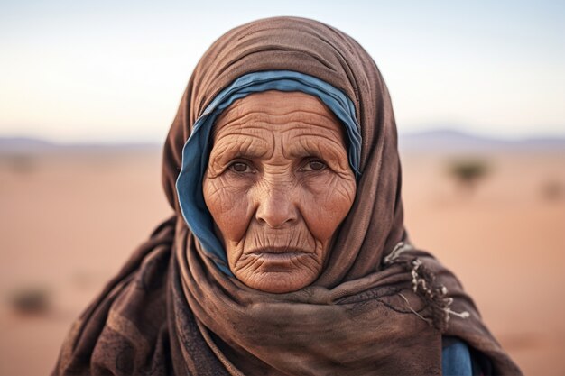 Photo gratuite vue de devant femme âgée avec de fortes caractéristiques ethniques