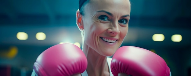 Photo gratuite vue de devant femme avec des gants de boxe