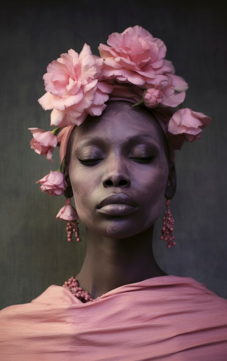 Photo gratuit vue de devant femme posant avec de belles fleurs