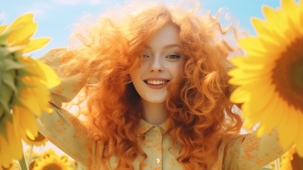 Photo gratuite vue de devant femme posant avec du tournesol