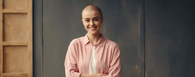 Photo gratuite vue de devant femme positive atteinte de cancer