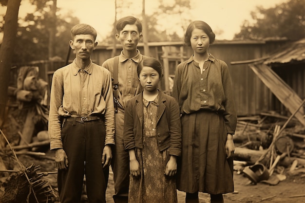 Photo gratuite vue de devant des gens posant un portrait vintage