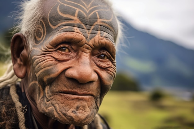 Photo gratuite vue de devant vieil homme avec de fortes caractéristiques ethniques