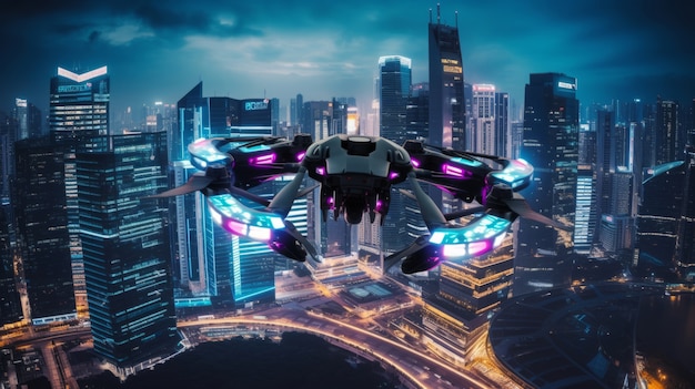 Vue d'un drone futuriste