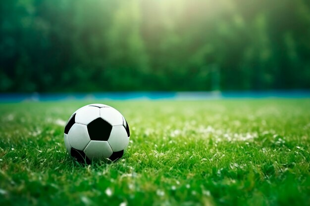 Vue du ballon de football sur l'herbe du terrain