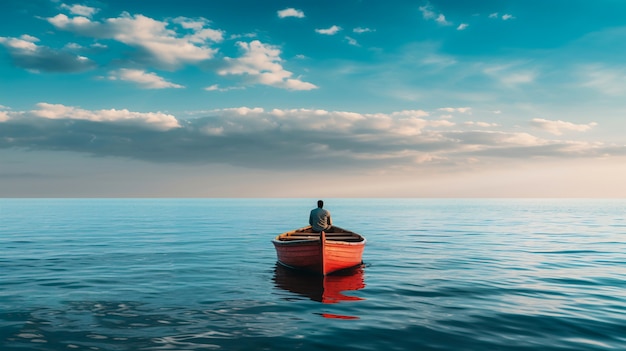 Photo gratuite vue du bateau flottant sur l'eau avec un paysage naturel