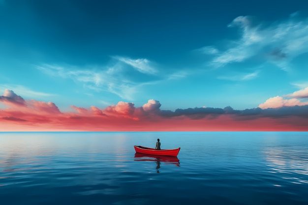 Vue du bateau flottant sur l'eau