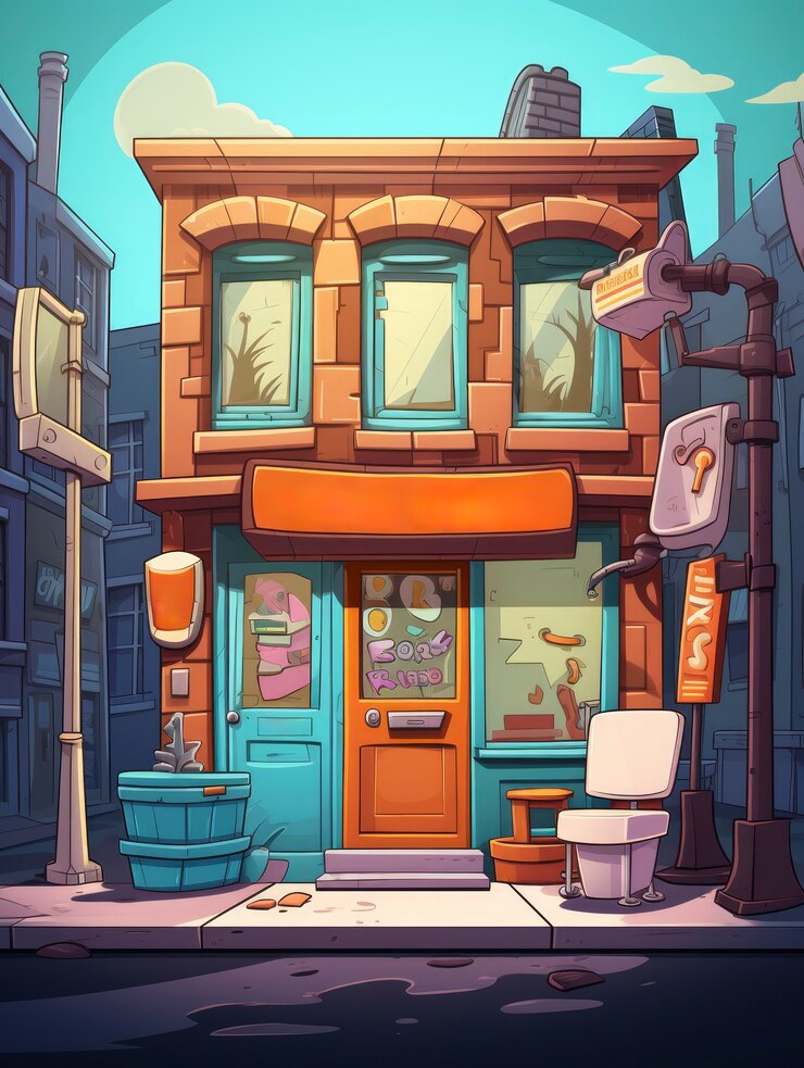 Photo gratuit vue du bâtiment avec une architecture de style dessin animé