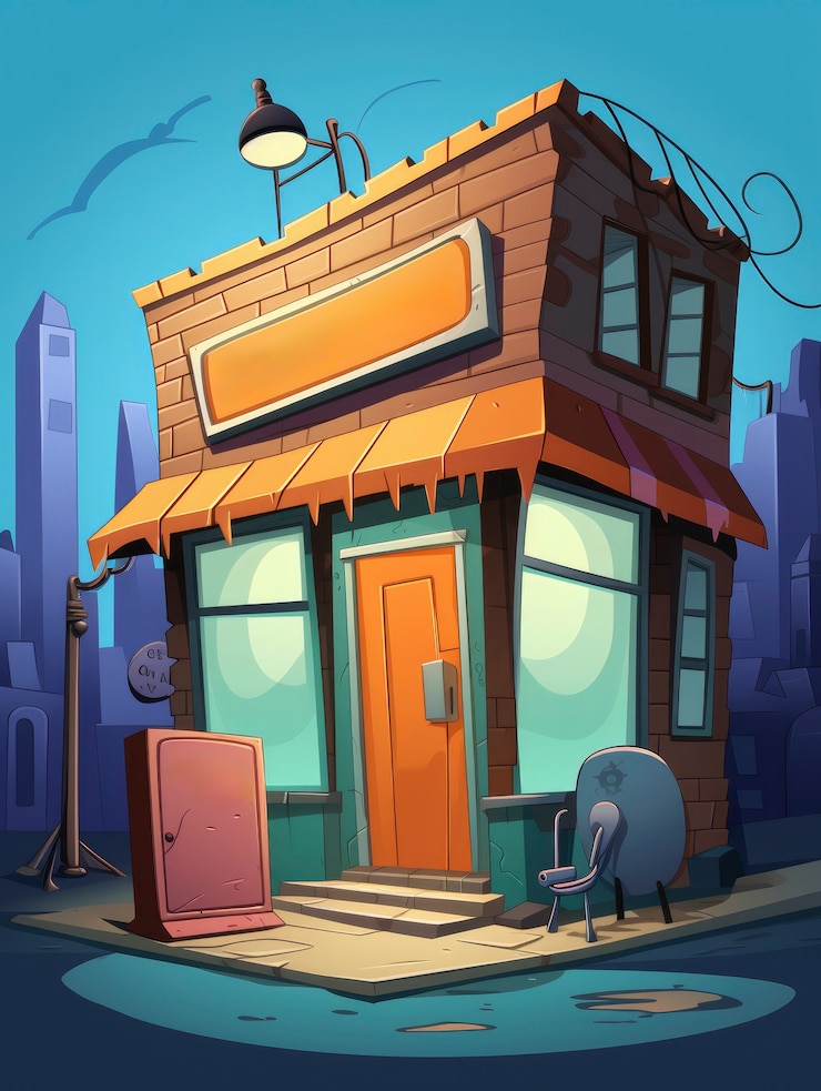 Photo gratuit vue du bâtiment avec une architecture de style dessin animé