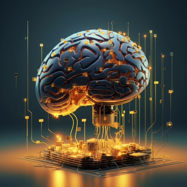 Vue du cerveau avec circuit imprimé