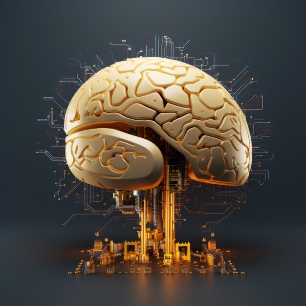 Vue du cerveau avec circuit imprimé