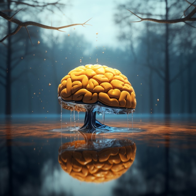 Photo gratuite vue du cerveau représentée comme un arbre fantastique