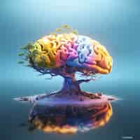 Photo gratuite vue du cerveau représentée comme un arbre fantastique