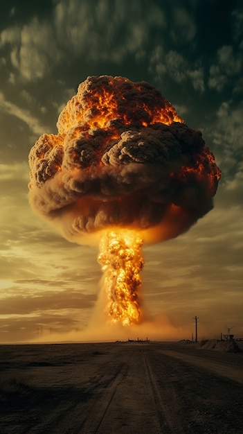 Photo gratuite vue du champignon d'explosion de bombe nucléaire apocalyptique