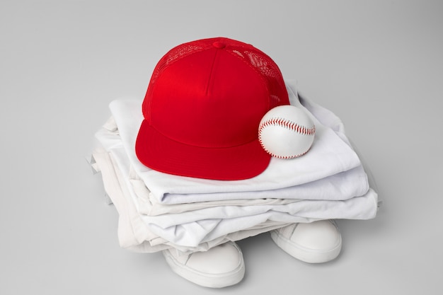 Vue du chapeau de camionneur avec équipement de baseball